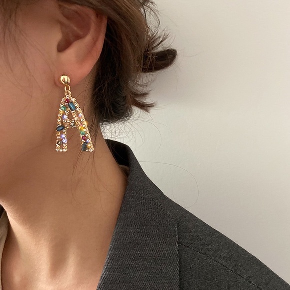 “A” drop earrings - Picture 2 of 2